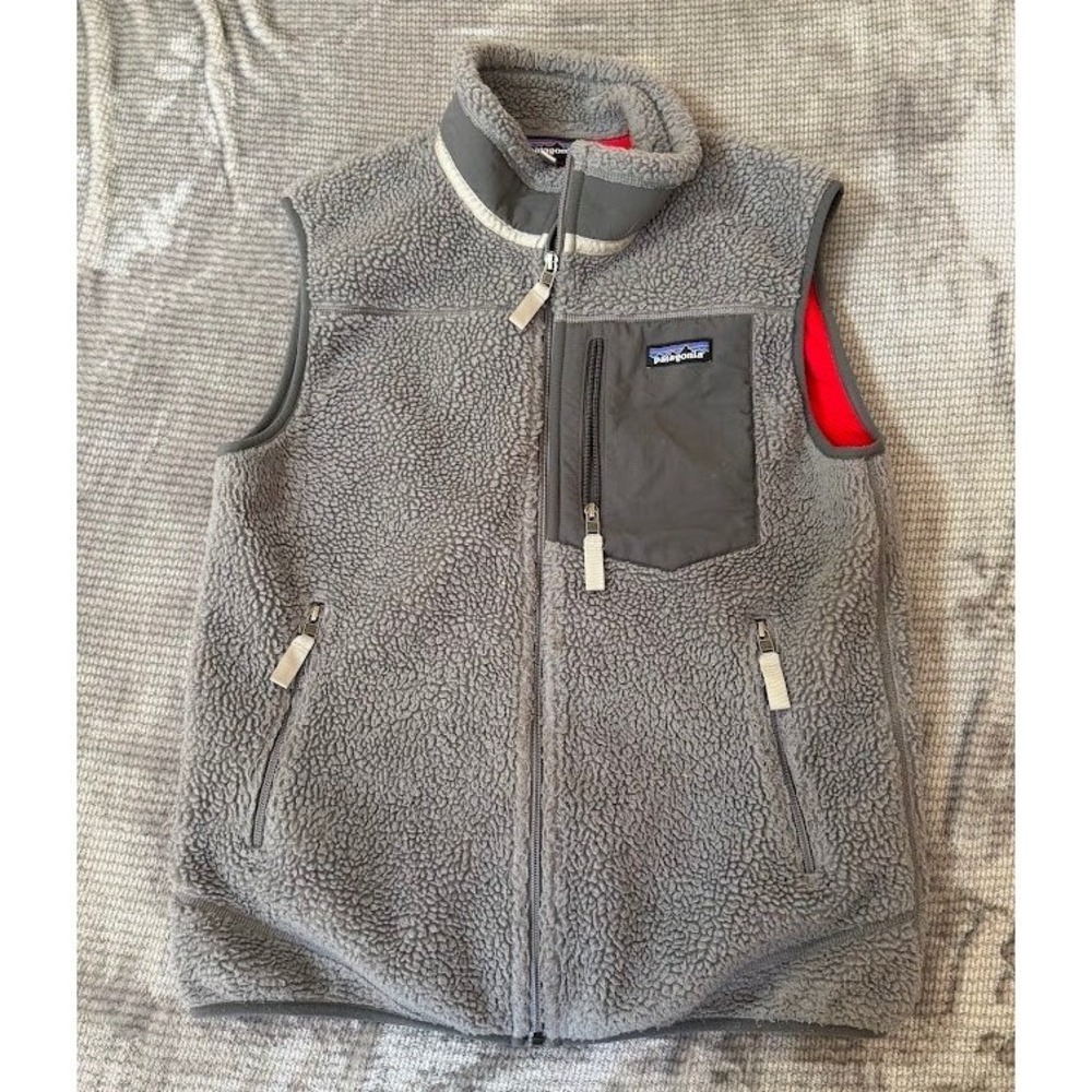 Patagonia Classic Retro-X Fleece Vest Grey Red Mens Medium 23048